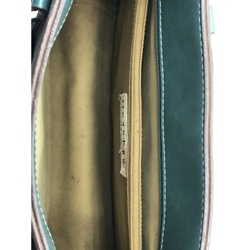 MONDANI New York Faux‎ Leather Handbag Tote Zip Top Teal Blue